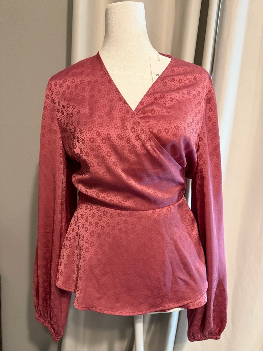 SAMSOE Rose Wrap-Style Satin Blouse